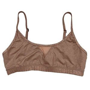 Noli Yoga Sports Bra Womens Large Sparkle Rose Sequin Print Athletic Workout